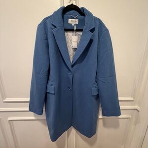 Haute Edition Blazer Coat Size 3X Blue Wool Blend Two Button NWT